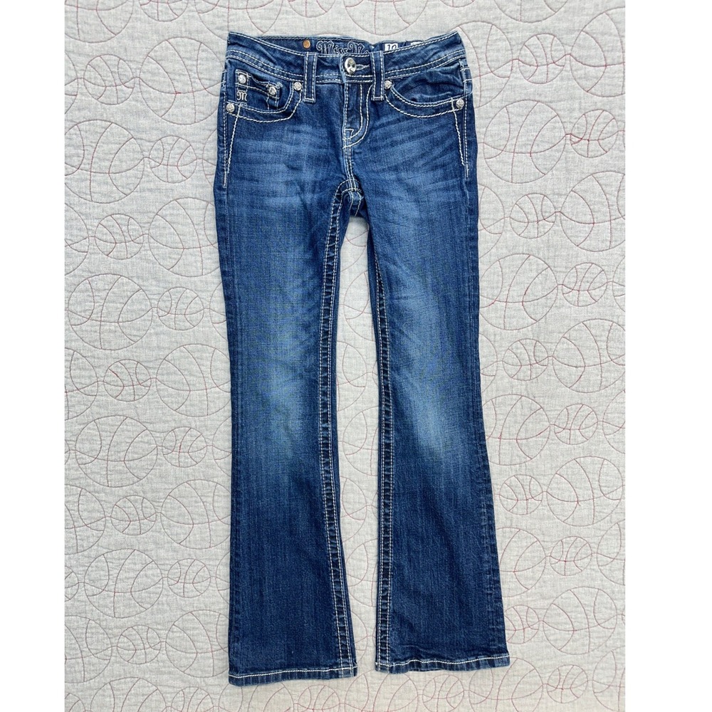 Miss Me Jeans Blue Bootcut Embroidered Rhinestone JK5858B / Girls 10